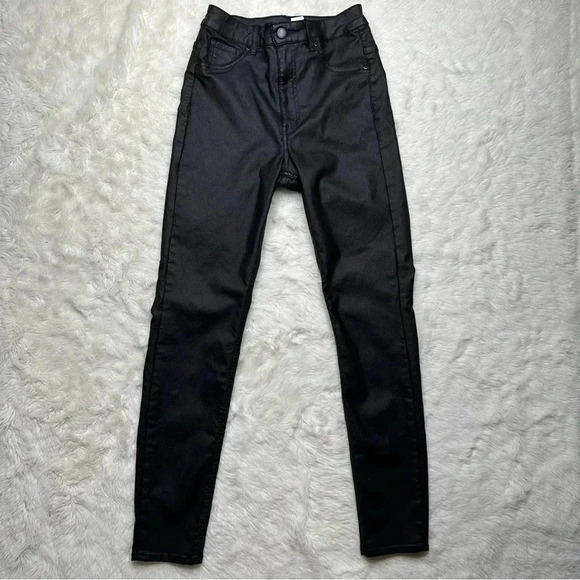 H&M Curvy Jeggings Ultra High Waist Ankle Black  Coated Size 4 - Picture 2 of 16